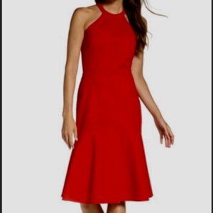 Adelyn Rae Halter Ponte Fit-N-Flare Midi Dress